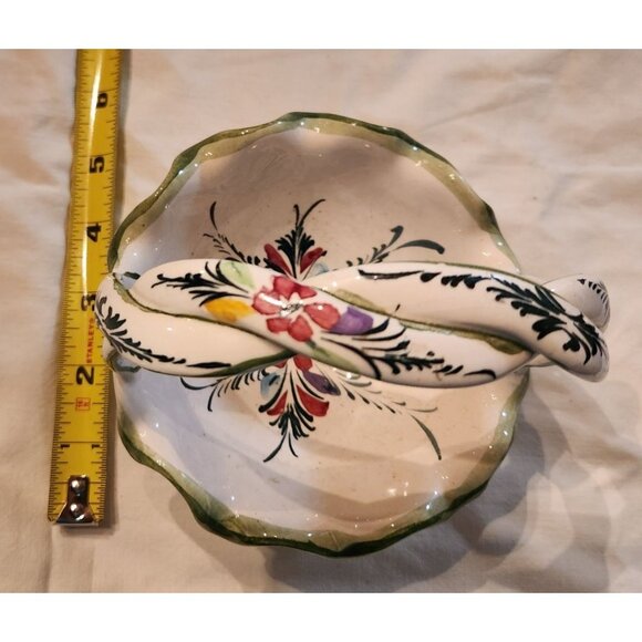 Vtg Bowl Basket Hand-Painted Ceramic Floral Jay Willfred Portugal grannycore - Picture 4 of 4